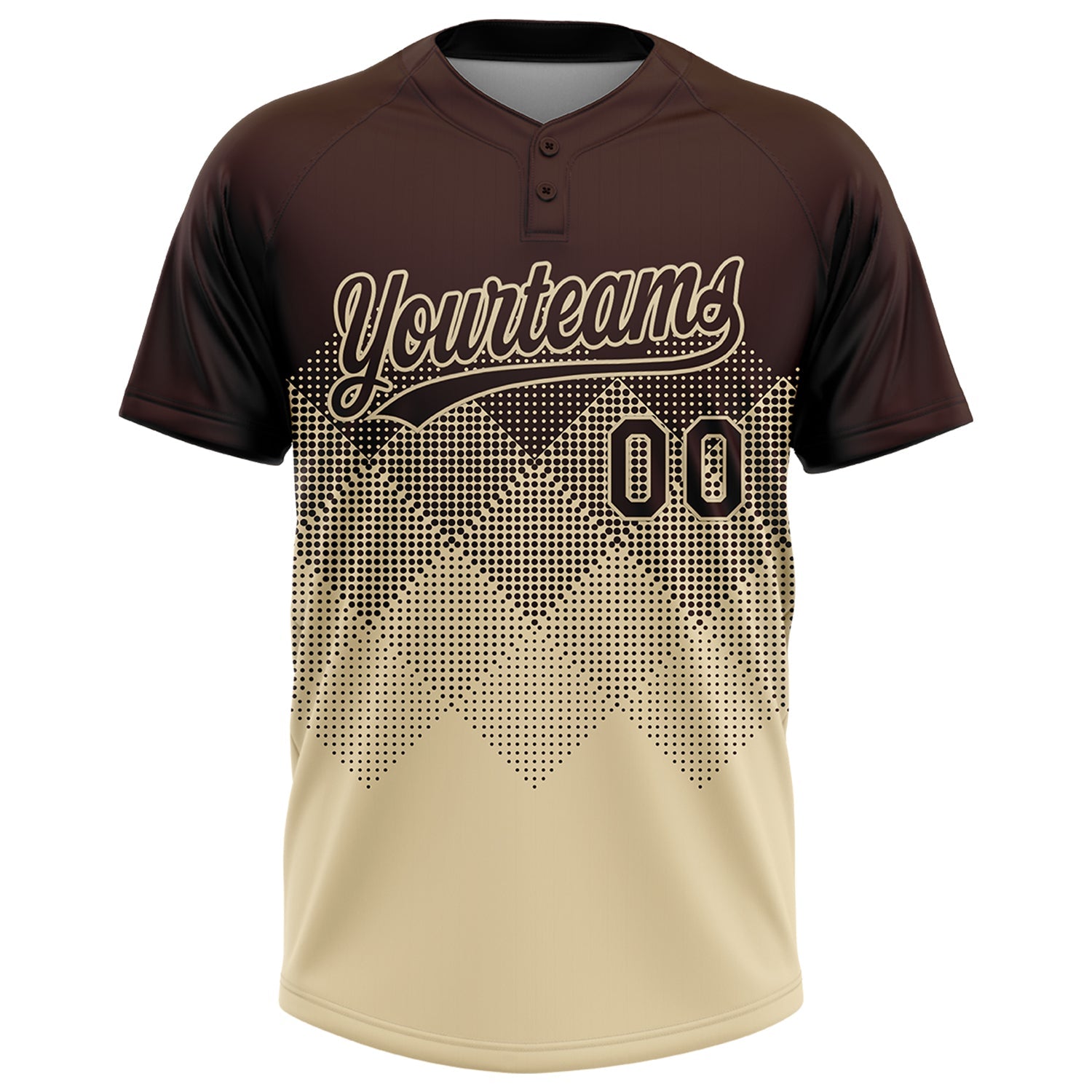 Custom Brown Cream 3D Gradient Square Shape Two-Button Unisex Softball Jersey