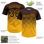 Custom Brown Gold 3D Gradient Square Shape Two-Button Unisex Softball Jersey