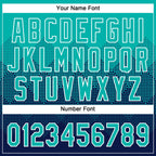 Custom Aqua Navy-White 3D Gradient Square Shape Two-Button Unisex Softball Jersey