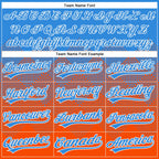 Custom Electric Blue Orange-White 3D Gradient Square Shape Two-Button Unisex Softball Jersey