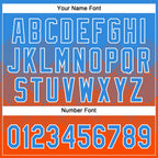 Custom Electric Blue Orange-White 3D Gradient Square Shape Two-Button Unisex Softball Jersey
