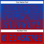 Custom Thunder Blue Red 3D Gradient Square Shape Two-Button Unisex Softball Jersey