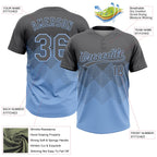 Custom Steel Gray Light Blue 3D Gradient Square Shape Two-Button Unisex Softball Jersey