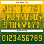 Custom Gold Green 3D Gradient Square Shape Two-Button Unisex Softball Jersey