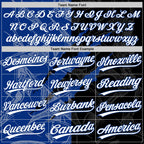 Custom Graffiti Pattern White Black-Royal 3D Scratch Two-Button Unisex Softball Jersey