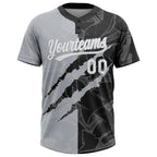 Custom Graffiti Pattern White Black-Gray 3D Scratch Two-Button Unisex Softball Jersey