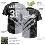 Custom Graffiti Pattern White Black-Gray 3D Scratch Two-Button Unisex Softball Jersey