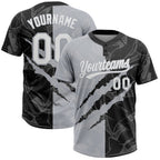 Custom Graffiti Pattern White Black-Gray 3D Scratch Two-Button Unisex Softball Jersey