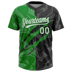 Custom Graffiti Pattern White Black-Grass Green 3D Scratch Two-Button Unisex Softball Jersey