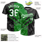 Custom Graffiti Pattern White Black-Grass Green 3D Scratch Two-Button Unisex Softball Jersey