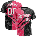Custom Graffiti Pattern White Black-Neon Pink 3D Scratch Two-Button Unisex Softball Jersey