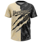 Custom Graffiti Pattern Black-Cream 3D Scratch Two-Button Unisex Softball Jersey