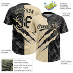 Custom Graffiti Pattern Black-Cream 3D Scratch Two-Button Unisex Softball Jersey