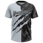 Custom Graffiti Pattern Black-Silver 3D Scratch Two-Button Unisex Softball Jersey