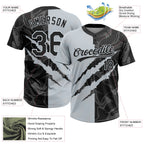 Custom Graffiti Pattern Black-Silver 3D Scratch Two-Button Unisex Softball Jersey