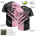 Custom Graffiti Pattern Black-Light Pink 3D Scratch Two-Button Unisex Softball Jersey