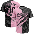 Custom Graffiti Pattern Black-Light Pink 3D Scratch Two-Button Unisex Softball Jersey