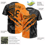 Custom Graffiti Pattern Black-Bay Orange 3D Scratch Two-Button Unisex Softball Jersey