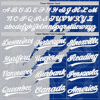 Custom Graffiti Pattern White Royal-Gray 3D Scratch Two-Button Unisex Softball Jersey