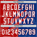 Custom Graffiti Pattern White Royal-Red 3D Scratch Two-Button Unisex Softball Jersey