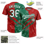 Custom Graffiti Pattern White Red-Kelly Green 3D Scratch Two-Button Unisex Softball Jersey