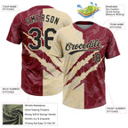 Custom Graffiti Pattern Black Crimson-Cream 3D Scratch Two-Button Unisex Softball Jersey