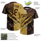 Custom Graffiti Pattern Brown-Old Gold 3D Scratch Two-Button Unisex Softball Jersey