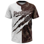 Custom Graffiti Pattern Brown-White 3D Scratch Two-Button Unisex Softball Jersey