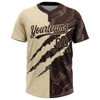 Custom Graffiti Pattern Brown-Cream 3D Scratch Two-Button Unisex Softball Jersey