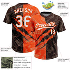 Custom Graffiti Pattern White Brown-Gold 3D Scratch Two-Button Unisex Softball Jersey