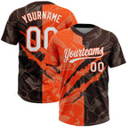 Custom Graffiti Pattern White Brown-Gold 3D Scratch Two-Button Unisex Softball Jersey