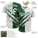 Custom Graffiti Pattern White-Green 3D Scratch Two-Button Unisex Softball Jersey