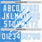 Custom Graffiti Pattern White-Electric Blue 3D Scratch Two-Button Unisex Softball Jersey