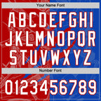 Custom Graffiti Pattern White Thunder Blue-Red 3D Scratch Two-Button Unisex Softball Jersey
