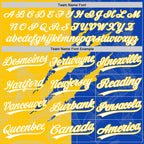 Custom Graffiti Pattern White Thunder Blue-Yellow 3D Scratch Two-Button Unisex Softball Jersey