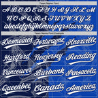 Custom Graffiti Pattern White Thunder Blue-Navy 3D Scratch Two-Button Unisex Softball Jersey
