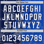 Custom Graffiti Pattern White Thunder Blue-Navy 3D Scratch Two-Button Unisex Softball Jersey