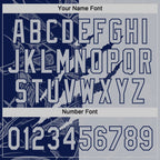 Custom Graffiti Pattern Gray-Navy 3D Scratch Two-Button Unisex Softball Jersey