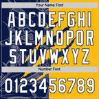 Custom Graffiti Pattern White Gold-Navy 3D Scratch Two-Button Unisex Softball Jersey