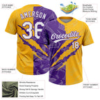 Custom Graffiti Pattern White Gold-Green 3D Scratch Two-Button Unisex Softball Jersey