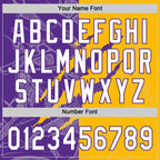 Custom Graffiti Pattern White Gold-Purple 3D Scratch Two-Button Unisex Softball Jersey