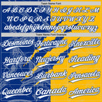 Custom Graffiti Pattern White Gold-Royal 3D Scratch Two-Button Unisex Softball Jersey