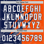 Custom Graffiti Pattern White Orange-Navy 3D Scratch Two-Button Unisex Softball Jersey