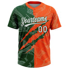 Custom Graffiti Pattern White Orange-Green 3D Scratch Two-Button Unisex Softball Jersey