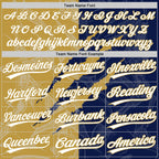 Custom Graffiti Pattern White Navy-Old Gold 3D Scratch Two-Button Unisex Softball Jersey