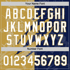 Custom Graffiti Pattern White Navy-Old Gold 3D Scratch Two-Button Unisex Softball Jersey