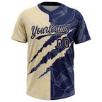 Custom Graffiti Pattern Navy-Cream 3D Scratch Two-Button Unisex Softball Jersey