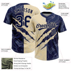 Custom Graffiti Pattern Navy-Cream 3D Scratch Two-Button Unisex Softball Jersey
