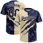 Custom Graffiti Pattern Navy-Cream 3D Scratch Two-Button Unisex Softball Jersey