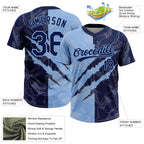 Custom Graffiti Pattern Navy-Light Blue 3D Scratch Two-Button Unisex Softball Jersey